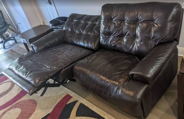 Power-Reclining Leather Sofa – Brown (Priced to go ASAP, new couch being deliv 1