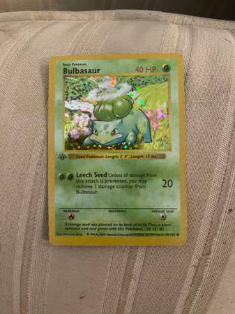 1995 bulbasaur pokemon card [G] Sleep Seed (10) The Defending Pokemon is now Asleep bulbasaur pokemon card - collectibles