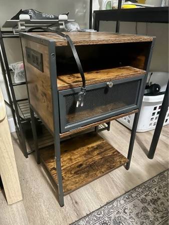 Bedside Table Nightstand with Charging Station 1