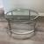 Crate & Barrel 36" Round Glass & Stainless Steel Coffee Table 2 thumbnail