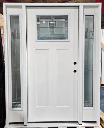 New 36" Craftsman Deco Glass w/Sidelites LH Inswing Fiberglass Exterio 1