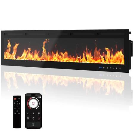 NEW IN BOX! 88" In-Wall Recessed or Mounted Smart Electric Fireplace 1