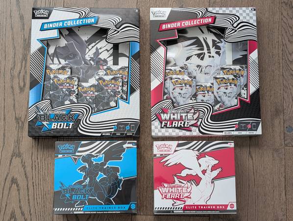 Pokemon Black Bolt & White Flare ETB and Binders 1