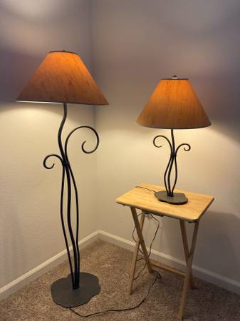 TWO MATCHING IRON FORGED LAMPS 1