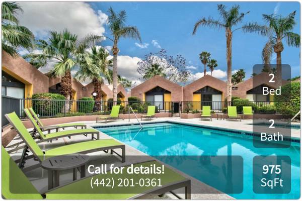 $2,386 / 2hab - 975ft2 - ¡Listo para alquilar! Casa de 2 habitaciones y 2 baños. ¡Échale un vistazo! (Palm Springs - Cerca de The Plaza At Sunrise)63686282556673120