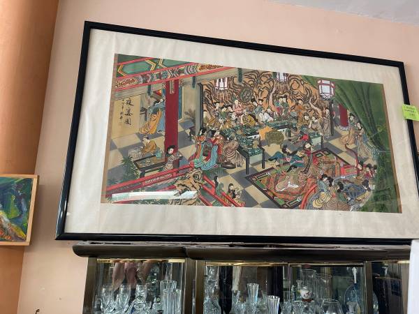 STUNNING OVERSIZED FRAMED CHINESE WATERCOLOR – 51" x 86" 1