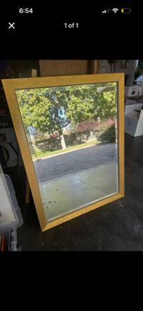 Large Gold Framed Rectangular Wall Mirror 1