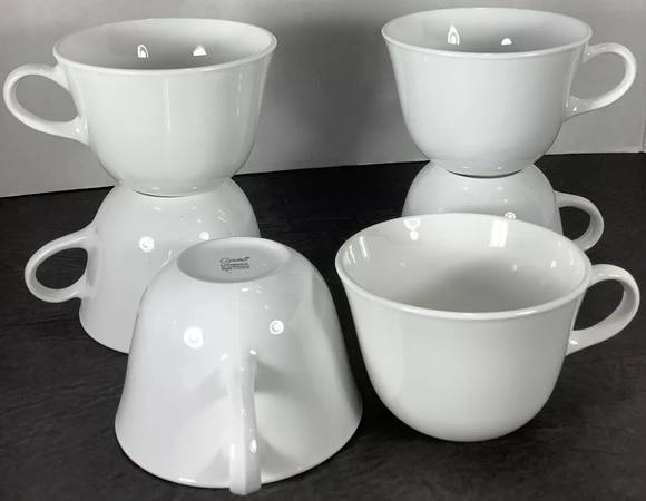 (6) Corning Corelle Winter White 8oz Coffee or Tea Cups 1
