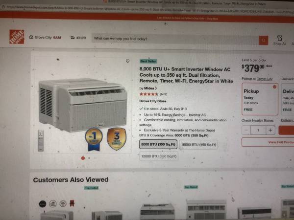 New Window Air Conditioner 8,000 Btu Comes with a Bracket U Shape Easy Installat 1