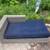 Faux wicker patio lounge chair day bed with blue cushion 2 thumbnail