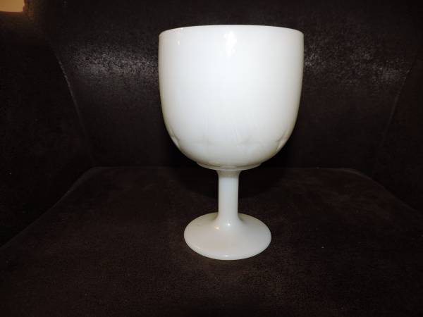Vintage Milk Glass Goblet with Star Design, 6" High X 3.75" Round 1