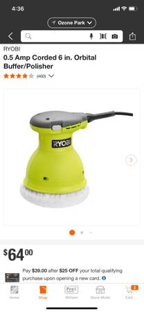 Ryobi 6in electric buffer 1