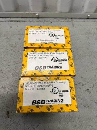 B&B Trading NEMA L14-30P & L14-20P Locking Plugs - New, Never Used (3 1
