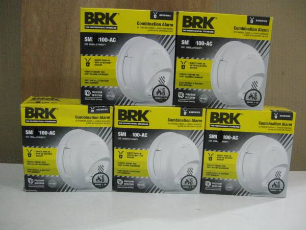 Five SIM100-AC Smoke Detectors, hardwired to house. 1