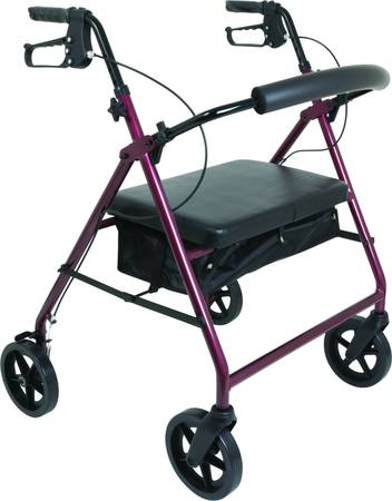 ProBasics RLA8BG 300 lb capacity 8" wheel Aluminum Rollator, Burgundy 1
