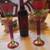 Festive Stripes Set of 2 Champagne Flutes Hollow Stem Hand Painted Boh 1 thumbnail