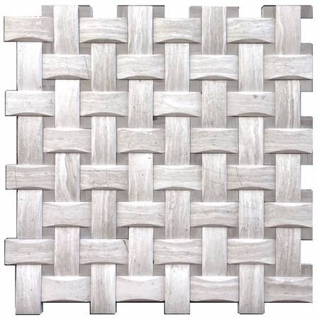 Premium 3D Pillow-Cut Travertine Basketweave Mosaic Tile - 12x12 - 1