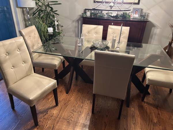 6 leather cream dining chairs 1