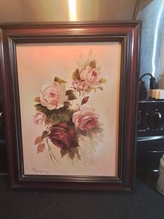 Oil Painting - M. Kroeger - Floral Still Life 20" x 16 ,(19)87 1