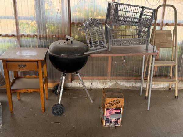 Free stuff  Weber grill, Coleman lattern, shelves, step ladder 1