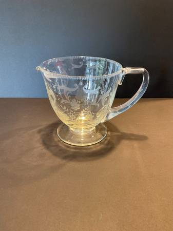 1950s Cocktail Pitcher German Etched Glass 1