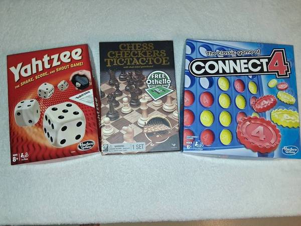 Yahtzee, Connect Four, chess/ checkers plus Othello 1