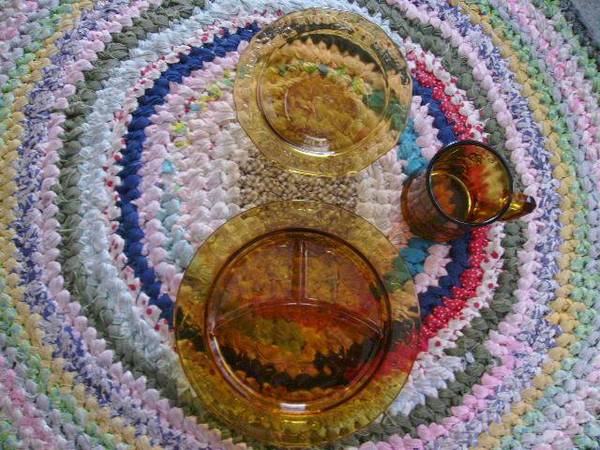 vintage amber depression glass childs nursey rhyme set 1