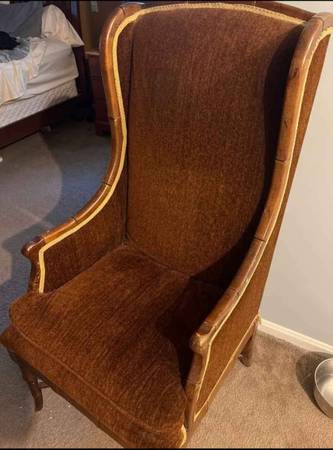 Vintage Faux Bamboo Wingback Armchair 1