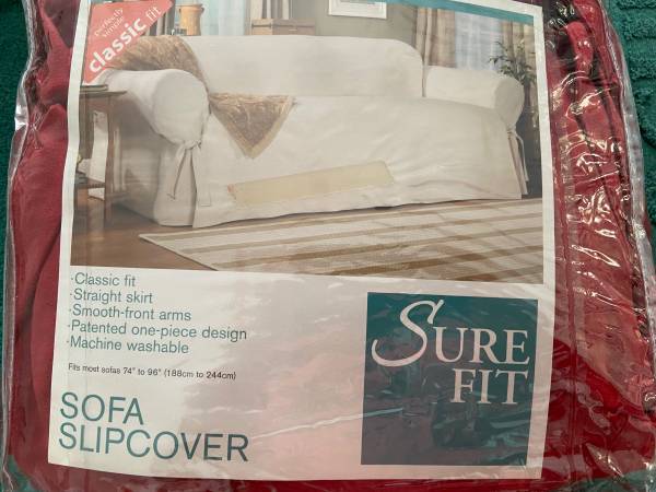 Extra Long Red Sofa Slipcover & More- NEW 1