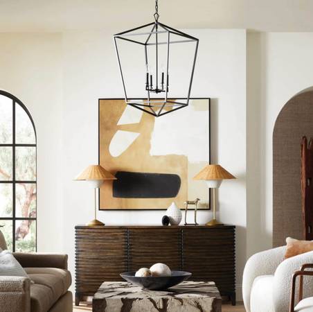 Arhaus Light - Retail $1,300 - Garnet Chandelier - Black/Bronze Metal 1