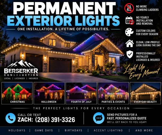 PERMANENT EXTERIOR LIGHTS – PROFESSIONAL INSTALLATION – LICENSED & INS 1