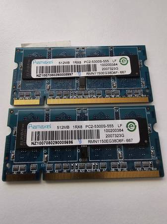 🔧 Ramaxel 1GB DDR2 Laptop RAM (2x512MB) Boost 1
