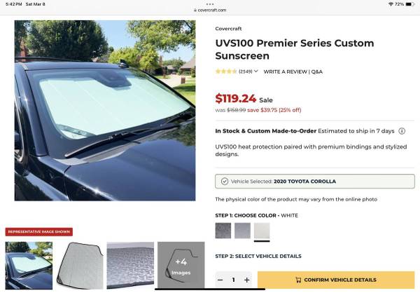 Toyota Corolla Covercraft Sunshade 2020-2025 - 1