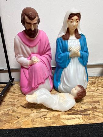 3 Piece Empire Christmas Blow Mold Nativity Scene Lighted Set 1