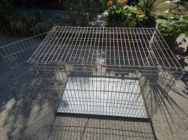 Large dog kennel , heavy wire gauge with roof and floor panel. 1