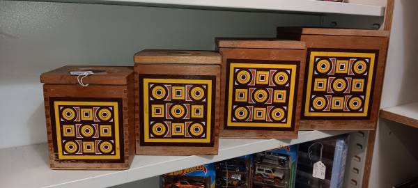 canister set - wooden w/ plastic liners 1