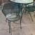 Barrel Style Vintage Patio Garden Outdoor Seating Green 4 Chair Glass Table Set 4 thumbnail