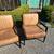 Genuine Brown Leather Wood Frame Armchairs Pair of 2 Accent Armchair 15 thumbnail