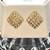 14K Yellow Solid Gold-Earrings-Diamond Shaped-Diamond Cut Detailing. New! 1 thumbnail