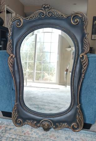Large Ornate Victorian Beveled Glass Mirror 1