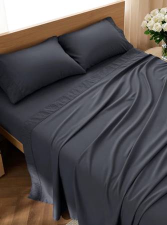 Bedsure 3 Piece Dark Gray Queen Sheet Set Cooling & Breathable 1