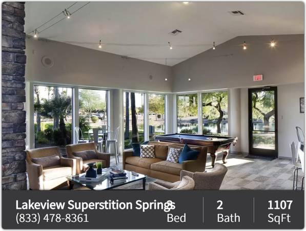 $1,983 / 3br - 1107ft2 - ¡Conveniencia asequible en Lakeview Superstition Springs! Lavadora y secadora (Mesa)63623896795651121