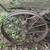 Super antique iron wagon wheels + cultivator plow. Great outdoor vintage decor. 1 thumbnail