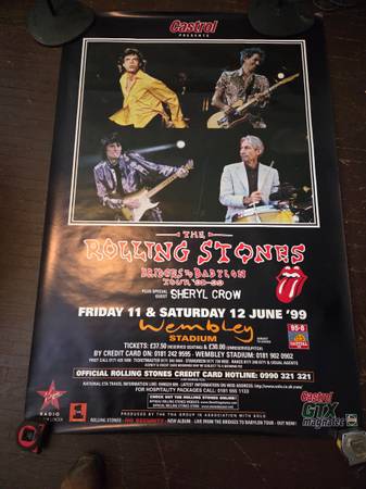 Rolling Stones Original Advertising Concert Poster 1999 1