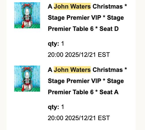 A John Waters Christmas - 2 Tickets 1