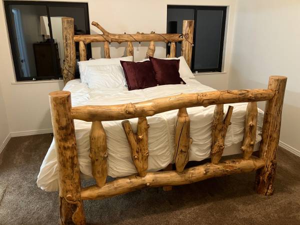 Log bed frame and dresser 1