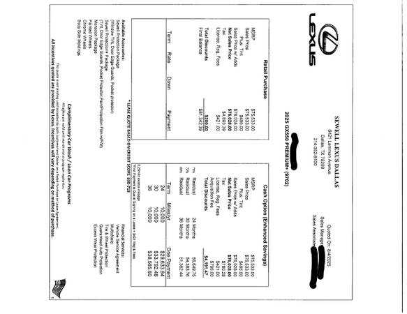 2025 LEXUS GX 550 PREMIUM+ - $95,000 (Preston Hollow)63479309566851123