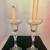 Pair of Stemmed Crystal Candle Holders 7" tall 4 thumbnail