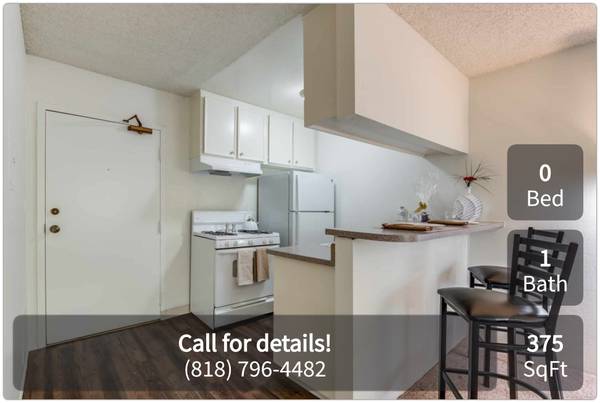 $1,647 / 375ft2 - ESTUDIO AMUEBLADO (precio mercado $1865-$217 descuento=$1647 por 12 meses) (Sherman Oaks - 5332 Sepulveda Blvd)63700977412865120