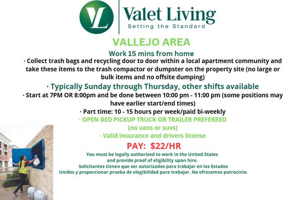 Hiring ASAP- Part Time Evening Positions! Vallejo Truck Preferred 1